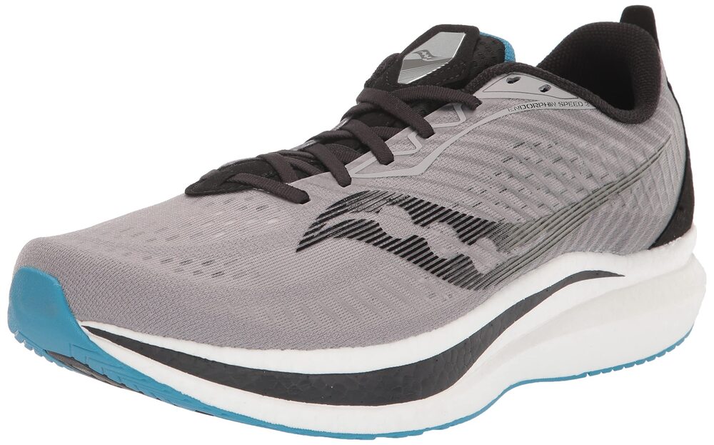 Saucony Men's Endorphin Speed Running Shoe, Alloy/Topaz, 12